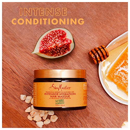 SheaMoisture Intensive Hydration Masque For Dry, Damaged Hair Manuka Honey & Mafura Oil To Smooth Hair 12 oz