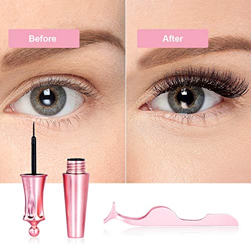 [5 Pairs] Magnetic Eyelashes and Eyeliner Kit, Lanvier Reusable 3D Magnetic False Lashes Extension No Glue Needed - Black