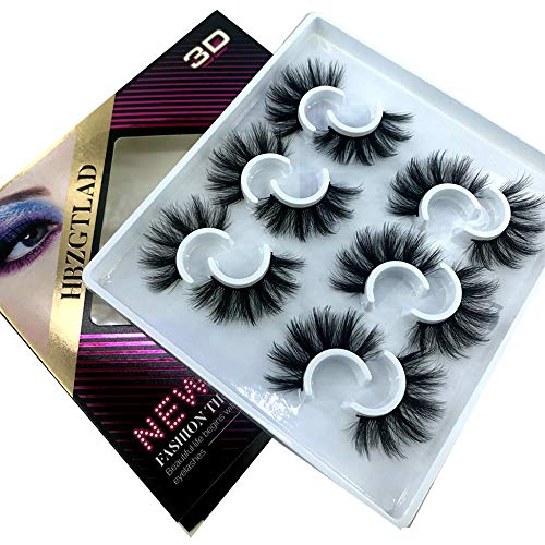 HBZGTLAD 5pairs/6 Pairs Fluffy False Eyelashes Natural Faux Mink Strip 3D Lashes Pack (MDF-12)