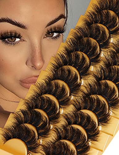 Fluffy Mink Eyelashes Strip Natural Look 8D 20 mm Long C Curl Eye Lashes Pack 10 Pairs Wispy Full Reusable Fake Eyelashes That Look Like Extensions by GODDVENUS