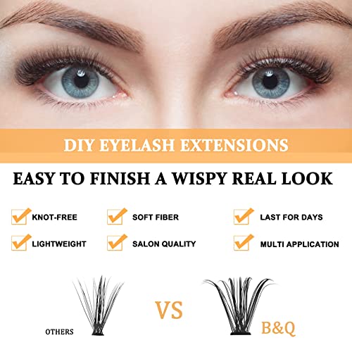 Lash Clusters 40D-0.07D-9-16MIX B&Q LASH Individual Lashes 280 Clusters False Eyelash 20D 30D 40D Lash Clusters Extensions Individual Lashes Cluster DIY Eyelash Extensions at Home (40D-0.07D,9-16MIX)