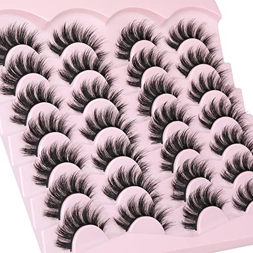 False Eyelashes Fluffy Mink Lashes Wispy 14 Pairs 3D Fake Eye Lashes Natural Look 16mm Faux Mink Lashes by FANXITON