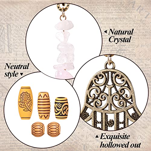 150 Pieces Dreadlock Jewelry Crystal Wire Wrapped Loc Adornment Assorted Imitation Wood Beads Braid Accessories Hair Jewels for Braids Hair Cuffs Decorations for Women Girl（Vivid Style）