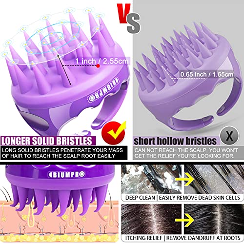 Shampoo Massager Brush Scalp Exfoliator for Dandruff Removal, Waterproof Shower Scalp Scrubber Tool for Hair Growth, Ultra-long Silicone Bristles, Easily Reach the Root of Thick Curly Hair - 2 Pack