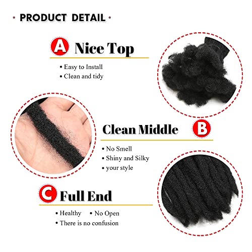  6 inch 30 Strands Loc Extensions Human Hair for Women/Men Can Be Dyed Bleached Curled 100% Full Handmade Permanent Dreadlock Extensions 0.6cm Width
