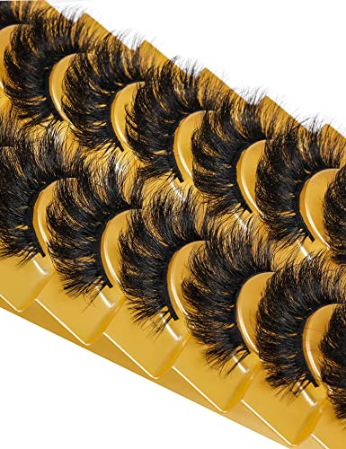 Fluffy Mink Eyelashes Strip Natural Look 8D 20 mm Long C Curl Eye Lashes Pack 10 Pairs Wispy Full Reusable Fake Eyelashes That Look Like Extensions by GODDVENUS