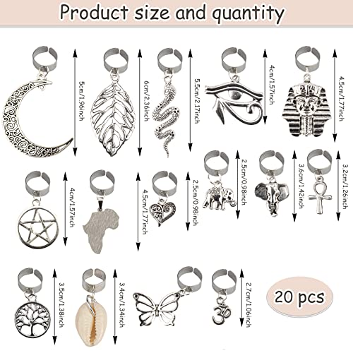 Kryc 20 Pcs Locs Hair Jewelry Braids Hair Clips Adjustable Hair Cuffs 15  Styles Vintage African Pendant Hair Charms Butterfly Shell Diy Locs Hair  Acce