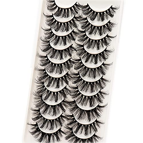 Veleasha Lashes Fluffy & Wispy Faux Mink Eyelashes Criss-cross False Lashes 10 Pairs Pack 22mm Long Fake Eyelashes for Women (6D23)