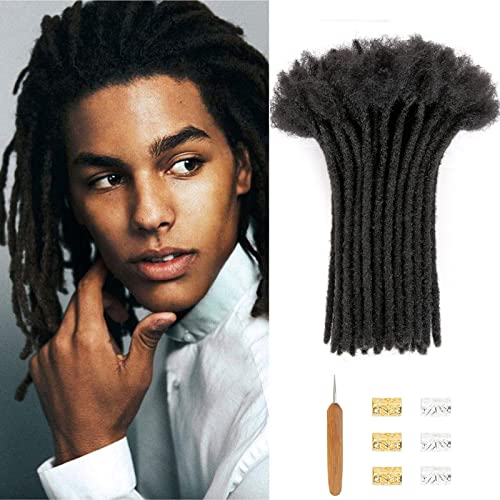 Dreadlock Extensions 8 Inch 60 Strands, 0.6 cm Width Synthetic Fiber Reggae Hip-hop Handmade Hair, Afro Kinky Locs Dreads Extensions (8 Inch, 60 Strands, 1B)