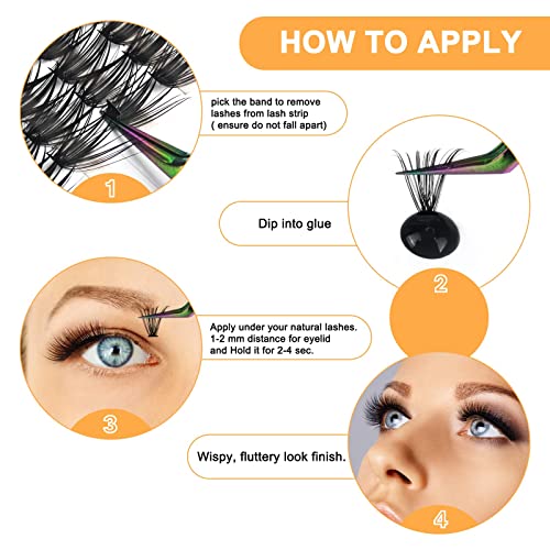 Lash Clusters 40D-0.07D-9-16MIX B&Q LASH Individual Lashes 280 Clusters False Eyelash 20D 30D 40D Lash Clusters Extensions Individual Lashes Cluster DIY Eyelash Extensions at Home (40D-0.07D,9-16MIX)