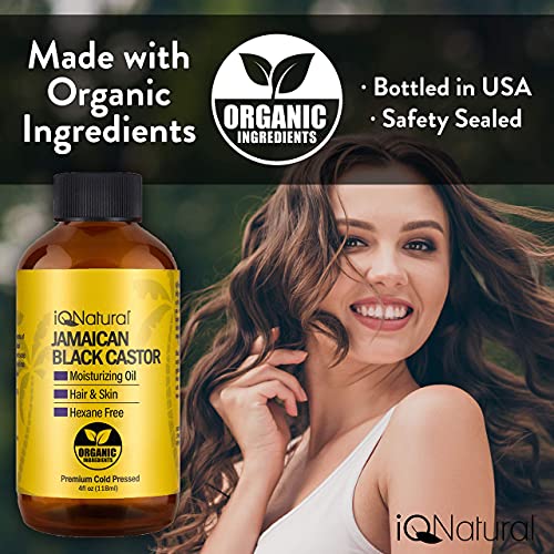  Jamaican Black Castor Oil USDA Certified Organic for Hair Growth and Skin Conditioning [SCENT REGULAR]- 100% Cold-Pressed 4oz Bottle