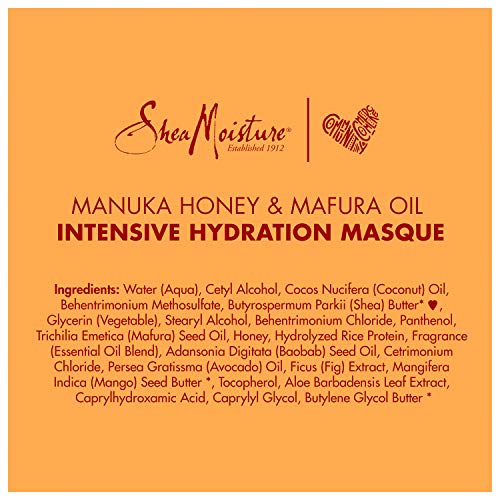 SheaMoisture Intensive Hydration Masque For Dry, Damaged Hair Manuka Honey & Mafura Oil To Smooth Hair 12 oz