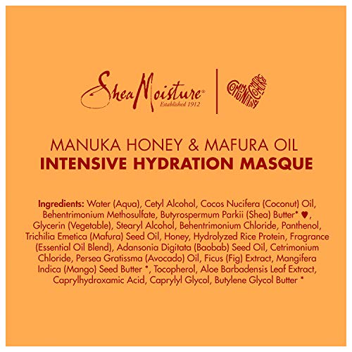  SheaMoisture Intensive Hydration Masque For Dry, Damaged Hair Manuka Honey & Mafura Oil To Smooth Hair 12 oz