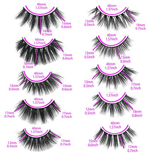 False Eyelashes Mikiwi 10 Pack Lahes, 12-20mm Wholesale 5D Fake Mink lashes, Fuffy Natural Volume eye Lashes, individual package Faux Mink EyeLashes