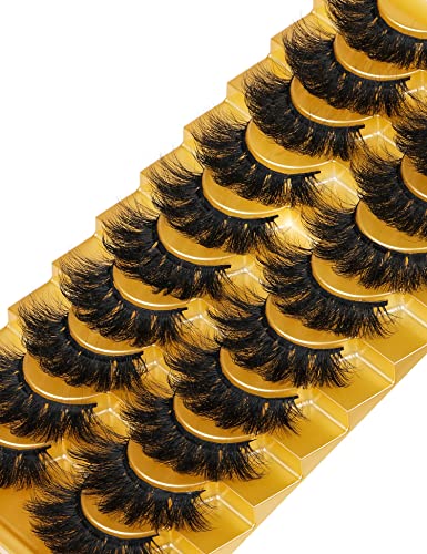 Fluffy Mink Eyelashes Strip Natural Look 8D 20 mm Long C Curl Eye Lashes Pack 10 Pairs Wispy Full Reusable Fake Eyelashes That Look Like Extensions by GODDVENUS