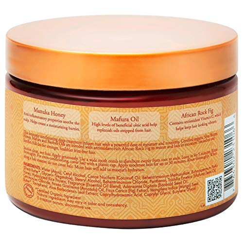 SheaMoisture Intensive Hydration Masque For Dry, Damaged Hair Manuka Honey & Mafura Oil To Smooth Hair 12 oz