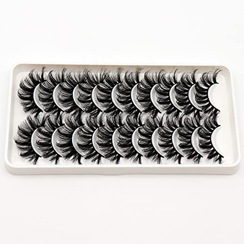 Veleasha Lashes Fluffy & Wispy Faux Mink Eyelashes Criss-cross False Lashes 10 Pairs Pack 22mm Long Fake Eyelashes for Women (6D23)