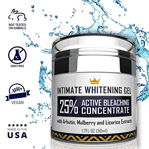 Intimate Whitening Cream - Made in USA Skin Lightening Gel for Body, Face, Bikini and Sensitive Areas - Underarm Bleaching Cream with Mulberry Extract, Arbutin, Licorice Extract - 1.7 oz