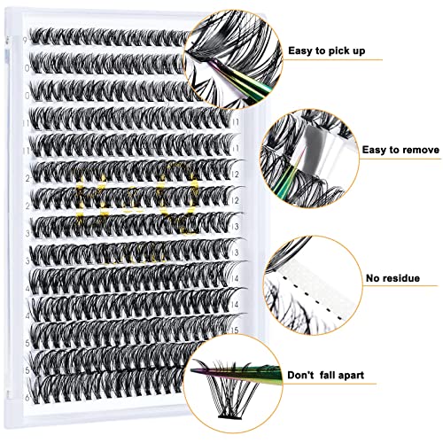 Lash Clusters 40D-0.07D-9-16MIX B&Q LASH Individual Lashes 280 Clusters False Eyelash 20D 30D 40D Lash Clusters Extensions Individual Lashes Cluster DIY Eyelash Extensions at Home (40D-0.07D,9-16MIX)