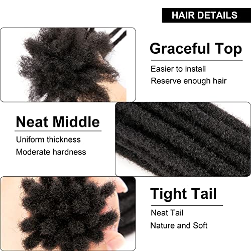 Dreadlock Extensions 8 Inch 60 Strands, 0.6 cm Width Synthetic Fiber Reggae Hip-hop Handmade Hair, Afro Kinky Locs Dreads Extensions (8 Inch, 60 Strands, 1B)