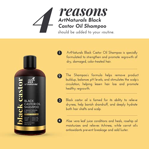 artnaturals Black Castor Oil Shampoo – (16 Fl Oz / 473ml) – Strengthen, Grow and Restore – Jamaican Castor – For Color Treated Hair