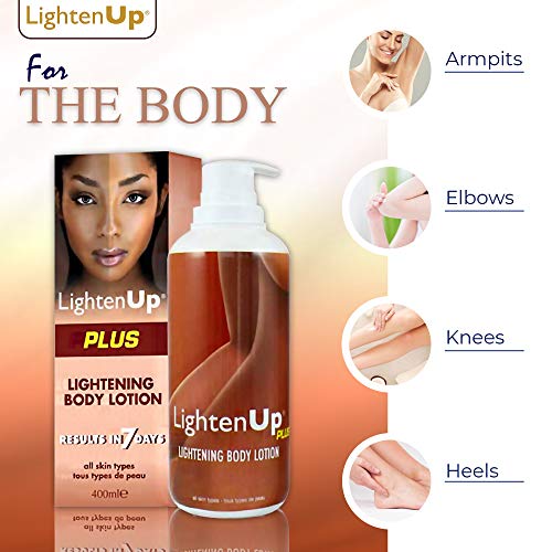 LightenUp, Skin Lightening Lotion | 13.5 Fl oz / 400ml | Hyperpigmentation Treatment , Fade Dark Spot on: Body, Knees, Elbows, Hands, Underarms | with Jamaican Castor Oil and Shea Butter