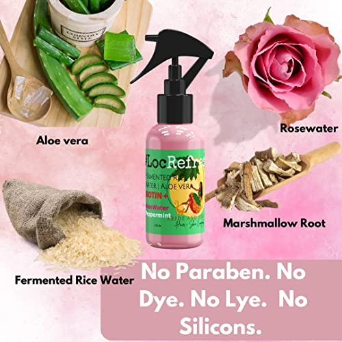 Rose Water For Locs, Daily Moisturizing Refreshing Spray, Rose Water For Hair, Rosewater and Peppermint Hair Scalp Moisturizer. (4 OUNCES)