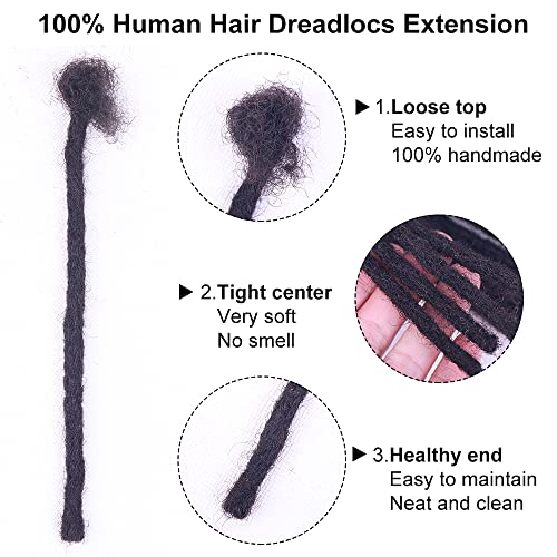SHENGQI Handmade Dreadlocks Extensions 100% Human Hair 8 Inch 0.6 CM Width Small Thinner Size Locs for Man/Women Can Be Dyed & Bleached Natural Black (8inch, 10loc)