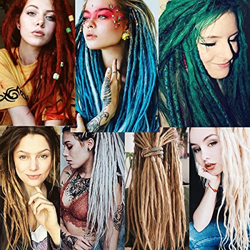 Handmade Single Ended Dreadlock Extensions Crochet Locs Braids 22inch 10 Strands/Pack Synthetic Ombre Dreadlocks Punk Reggae Hair Hip-Hop Style Crochet Braids(10 Strands, Black Ombre Blue)