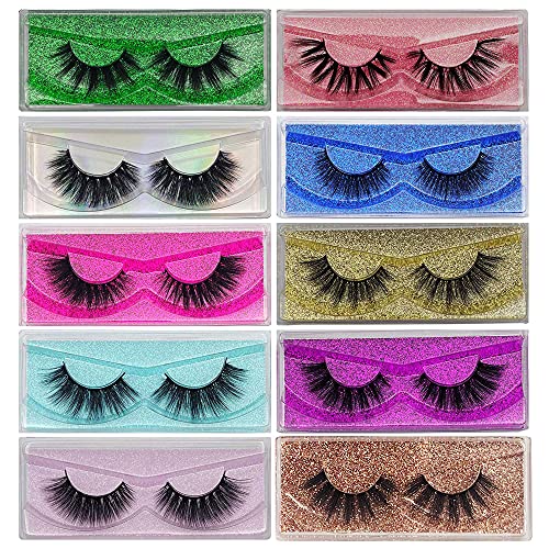  False Eyelashes Mikiwi 10 Pack Lahes, 12-20mm Wholesale 5D Fake Mink lashes, Fuffy Natural Volume eye Lashes, individual package Faux Mink EyeLashes