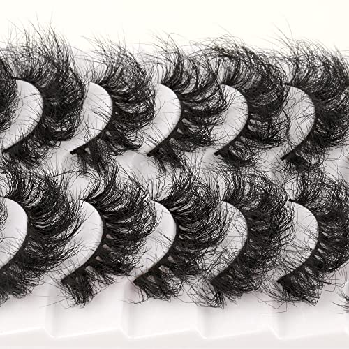 Mink Lashes D Curl Lashes Strips Fluffy False Eyelashes Full Volume Messy Fake Lashes 10 Pairs 5 Styles Mink Lash Pack