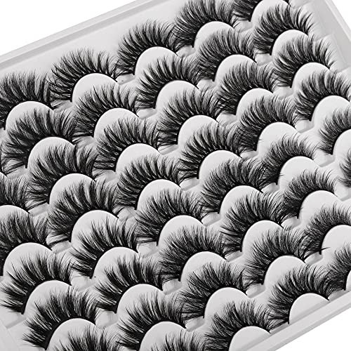 Ruairie 24 Pairs False Eyelashes Natural Look Wispy Fake Eyelashes Pack 6 Styles Mixed Natural Mink Lashes Fluffy 16-20MM False Lashes Bulk