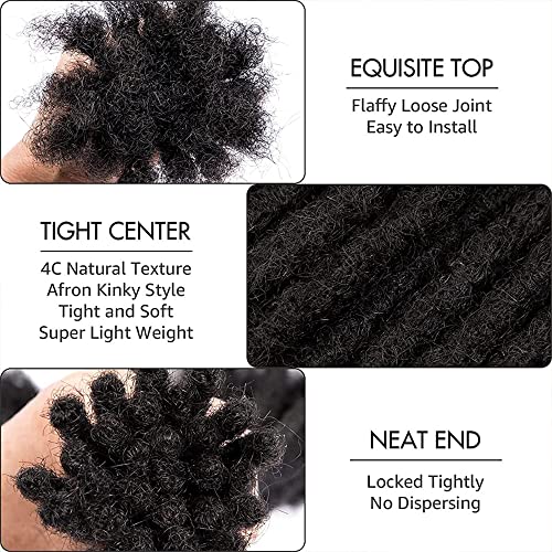  6 Inch 0.4cm Thickness Dreadlock Extensions Human Hair 60 Strands Locs Extensions Real Human Hair, Natural Black for Women Men Kids Full Handmade Permanent Locs Can Be Dyed and Bleached