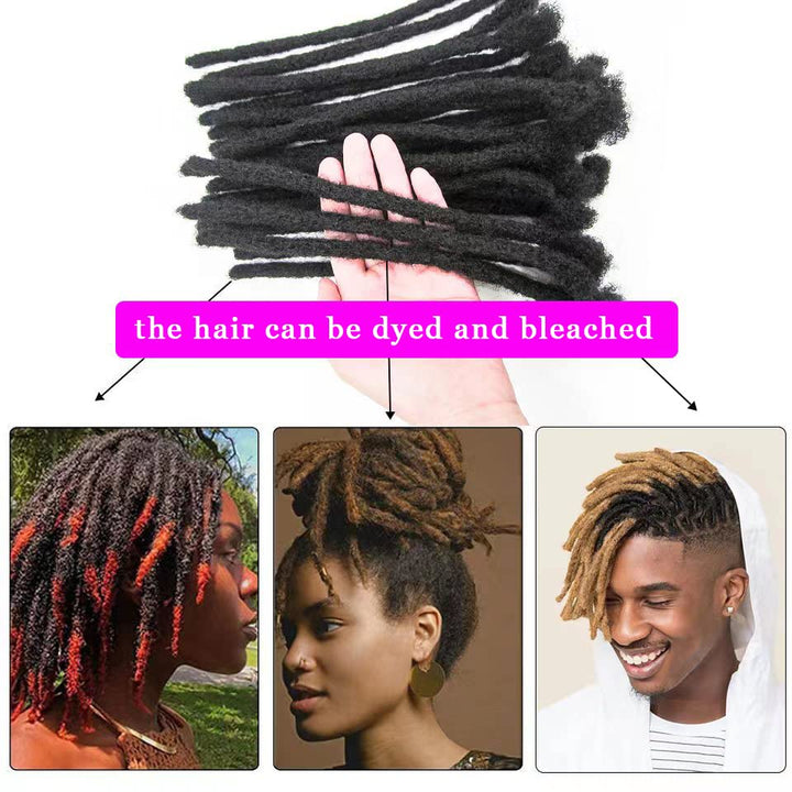 6 Inch 0.4cm Thickness Dreadlock Extensions Human Hair 60 Strands Locs Extensions Real Human Hair, Natural Black for Women Men Kids Full Handmade Permanent Locs Can Be Dyed and Bleached