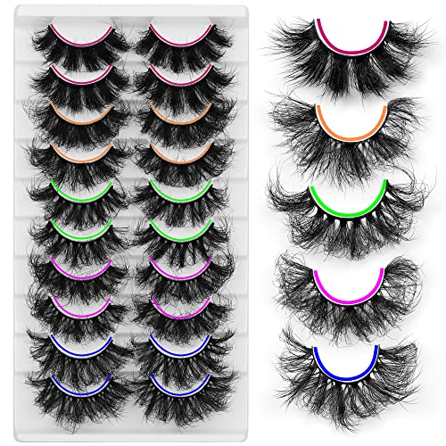 Mink Lashes D Curl Lashes Strips Fluffy False Eyelashes Full Volume Messy Fake Lashes 10 Pairs 5 Styles Mink Lash Pack