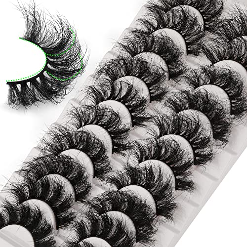 Mink Lashes D Curl Lashes Strips Fluffy False Eyelashes Full Volume Messy Fake Lashes 10 Pairs 5 Styles Mink Lash Pack