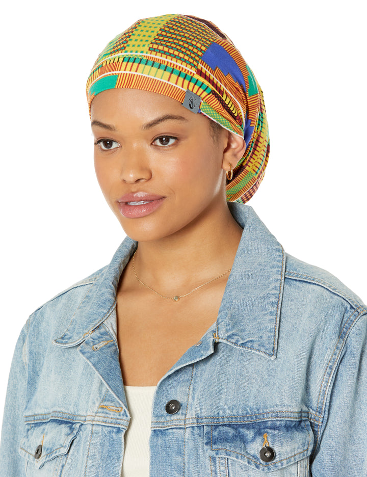 Dreadlocks locs hair cap bonnet for men and women - yellow kente