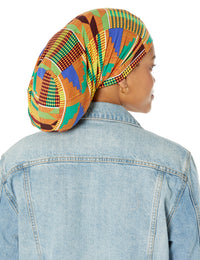 Dreadlocks locs hair cap bonnet for men and women - yellow kente