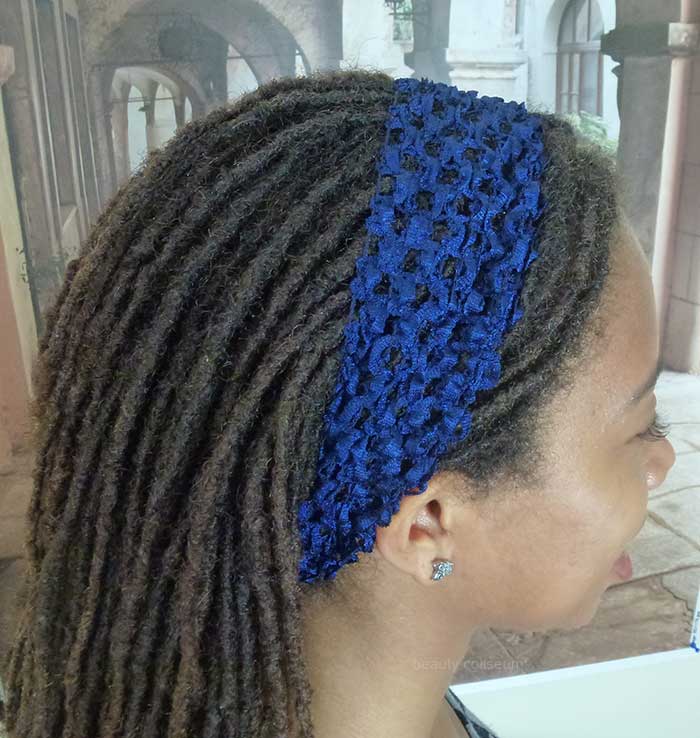 blue head band locs, braids, natural hair