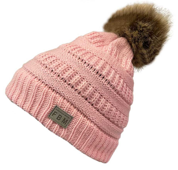 Cute Winter Beanie with Faux Fur PomPom