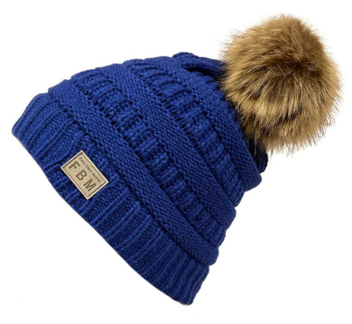 Cute Winter Beanie with Faux Fur PomPom