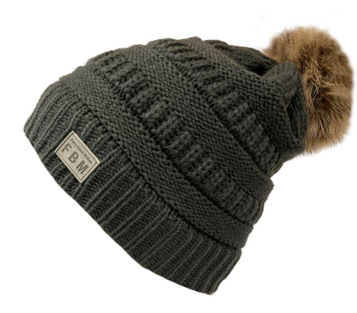 Cute Winter Beanie with Faux Fur PomPom