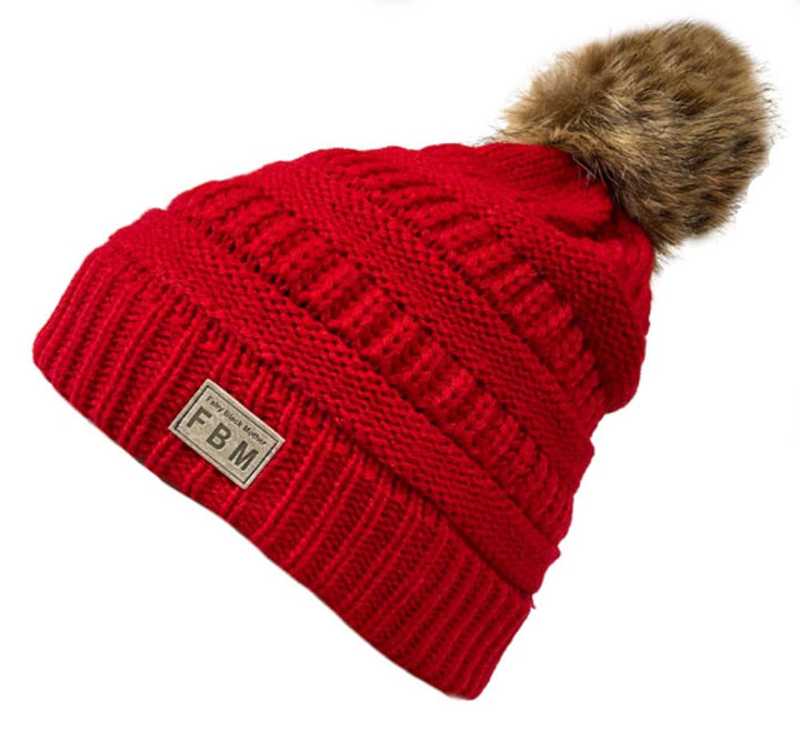 Cute Winter Beanie with Faux Fur PomPom