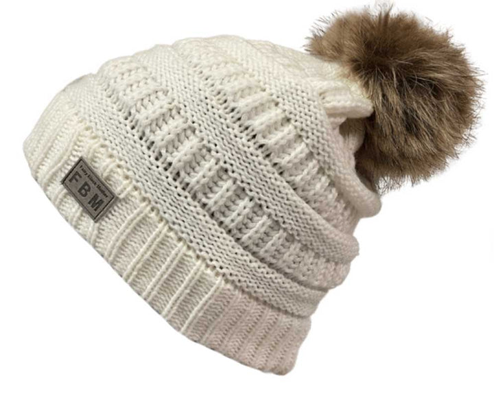 Cute Winter Beanie with Faux Fur PomPom